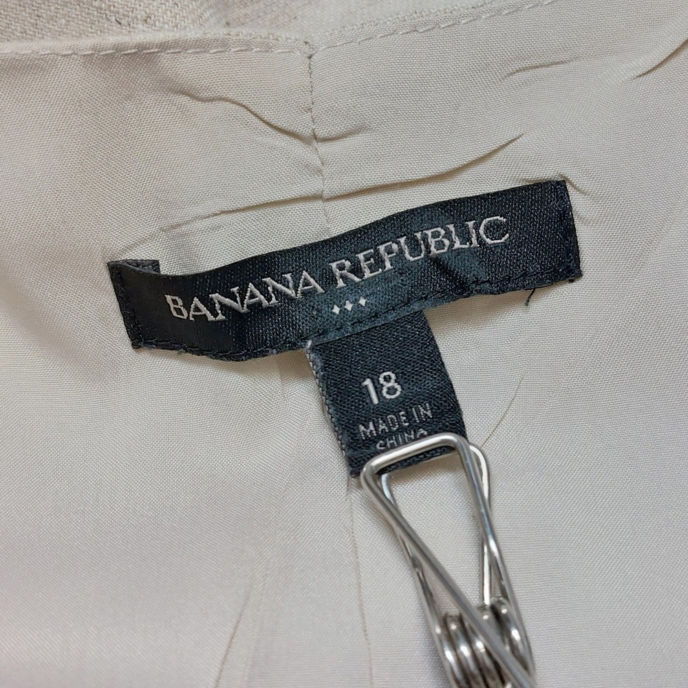 Banana Republic Jumpsuit Women's 18 Beige Linen Blend Wide Leg Square Neck Coast - Picture 9 of 12